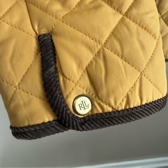 Lauren Ralph Lauren Mustard Quilted Jacket Faux Sherpa Collar Corduroy Trim Sz M - Picture 4 of 13